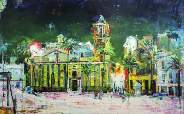 Plaza de la Catedral de Cádiz, de noche